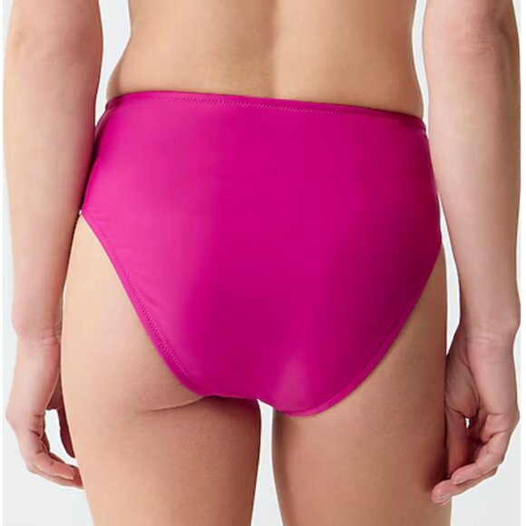 J. Crew Hallie High Waist Full Coverage Bikini Bottom Women's XS Radiant Fuchsia - Picture 3 of 6